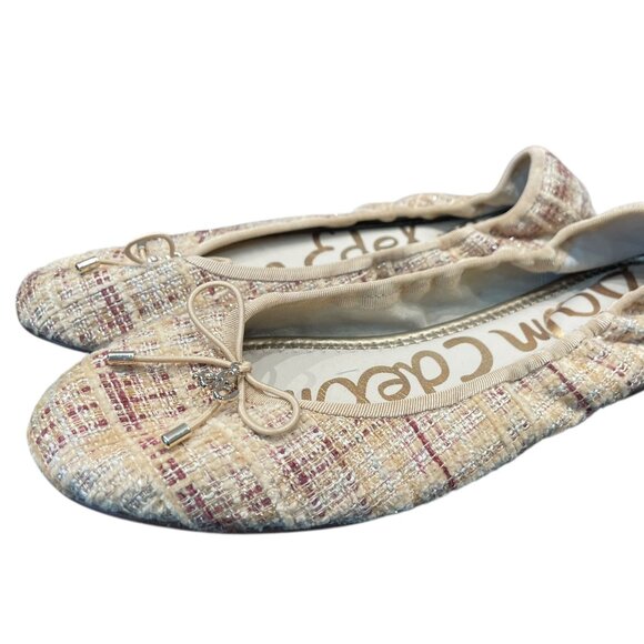 EUC SAM EDELMAN ELASTIC OPENING BALLET STYLE SLIPPERS SHOES LOAFERS TWEED SIZE 7 - Picture 1 of 7